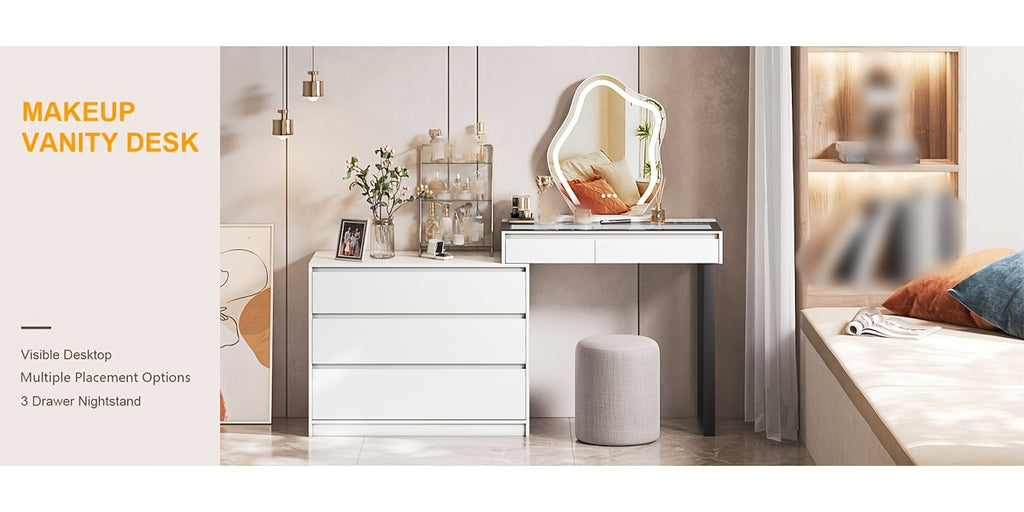 1Pc Jewelry Storage Cabinet - White Organizer With LED Lights And Motion Sensor, Large Capacity With 3 Drawers And Glass Display Top, Perfect For Storing Jewelry, Watches, Cosmetics - Ideal Gift For Bedroom Or Dressing Room (