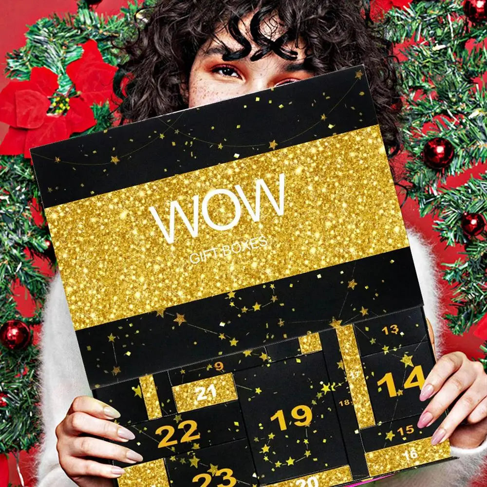 Calendrier de l'avent de beauté 24 jours, ensemble de maquillage, 24 pièces, compte à rebours de noël, calendrier de maquillage, rouge à lèvres, ombre à paupières, cosmétique