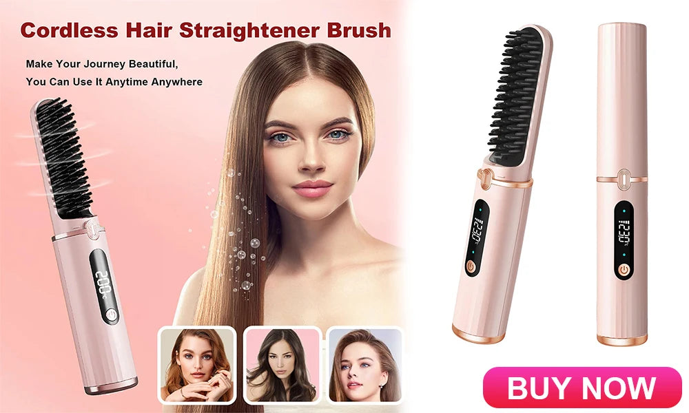 Peigne chauffant lisseur Brosse à lisser sans fil Brosse à lisser chauffante multifonctionnelle Peigne électrique chauffant pour cheveux Professionnel