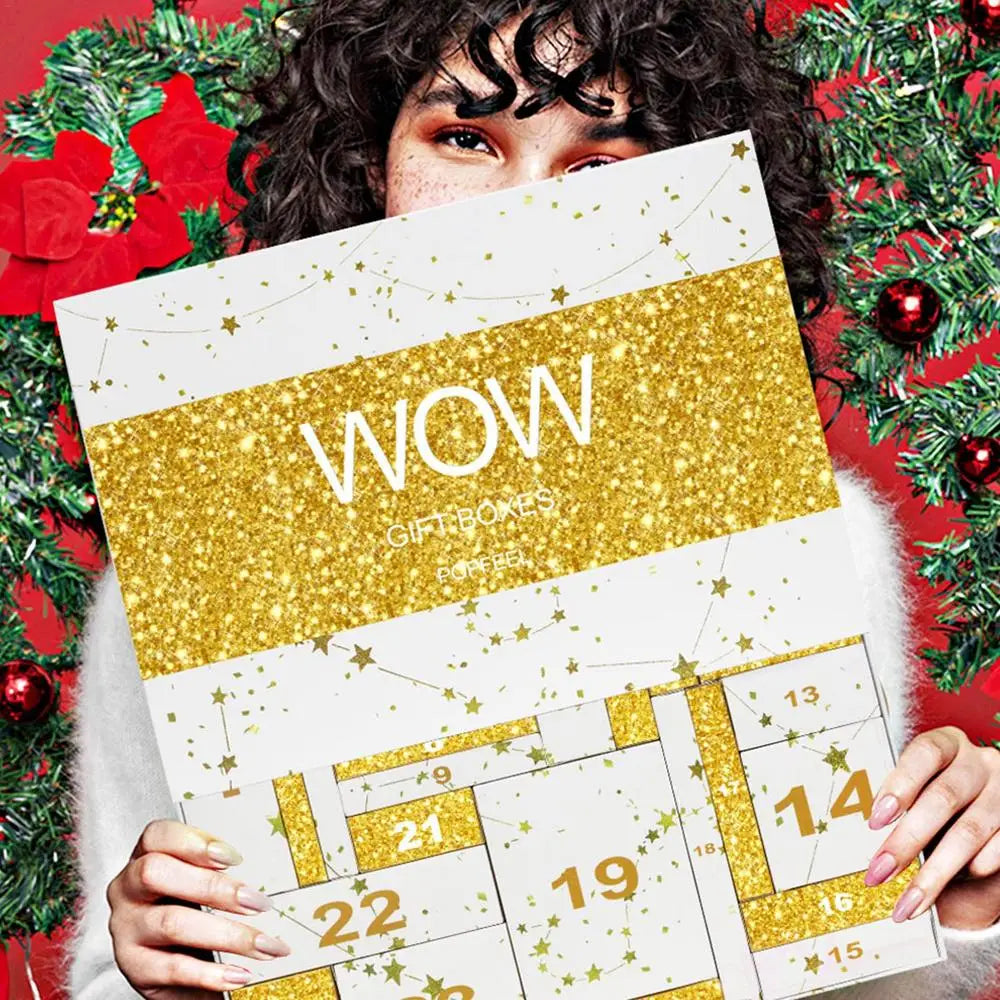 Calendrier de l'avent de beauté 24 jours, ensemble de maquillage, 24 pièces, compte à rebours de noël, calendrier de maquillage, rouge à lèvres, ombre à paupières, cosmétique