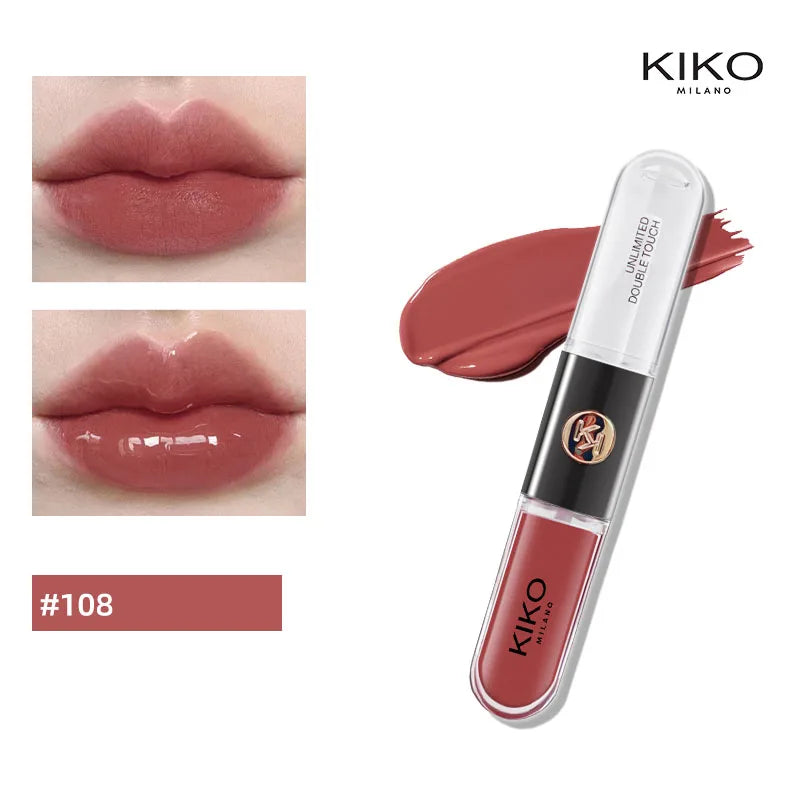 Kiko – rouge à lèvres Double tête, miroir Transparent, brillant à lèvres, huile qui ne se décolore pas, brillant à lèvres riche et Sexy, pâte de haricots au lait, maquillage nu