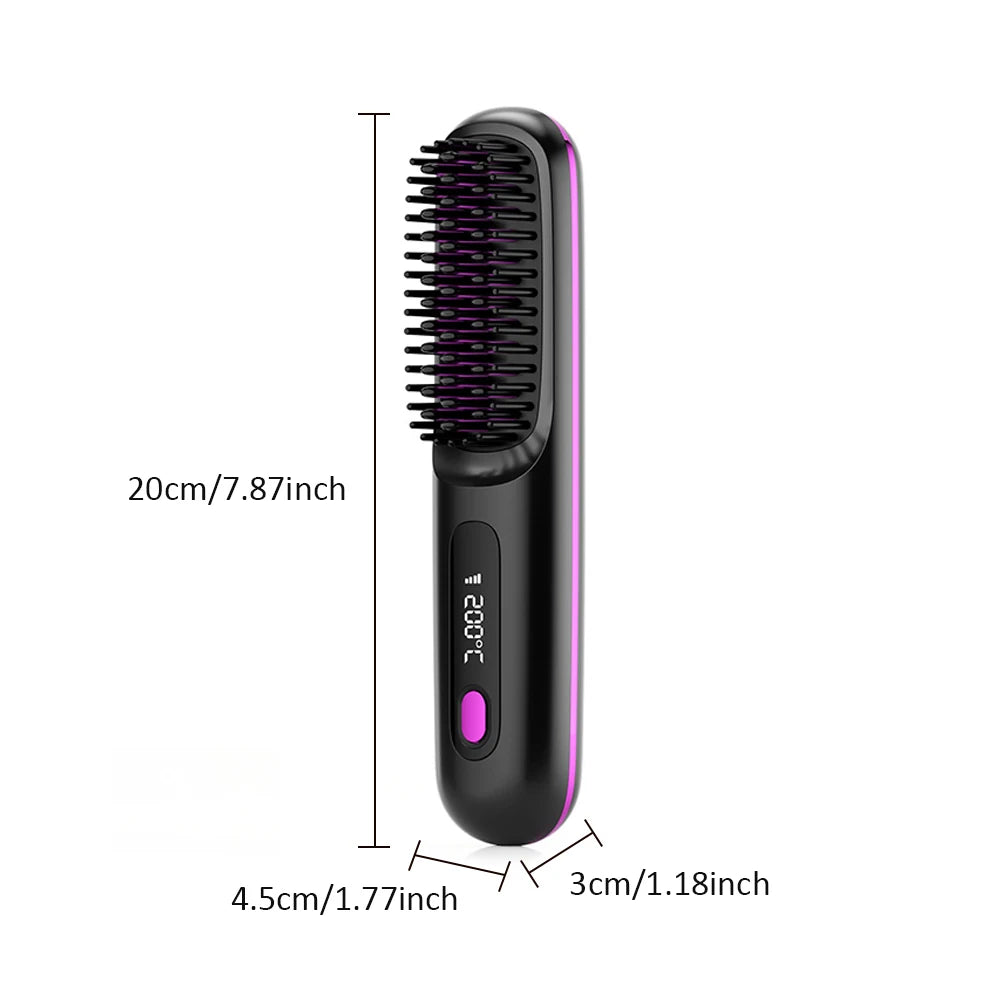 Lisseur de cheveux professionnel sans fil, peigne à friser, Rechargeable par USB, chauffage rapide, brosse à friser les ions négatifs, outils de coiffure