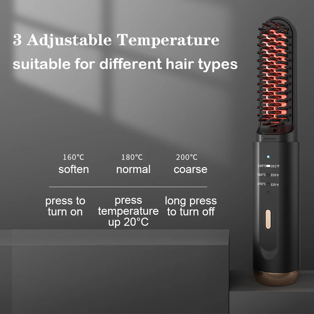 Peigne chauffant lisseur Brosse à lisser sans fil Brosse à lisser chauffante multifonctionnelle Peigne électrique chauffant pour cheveux Professionnel