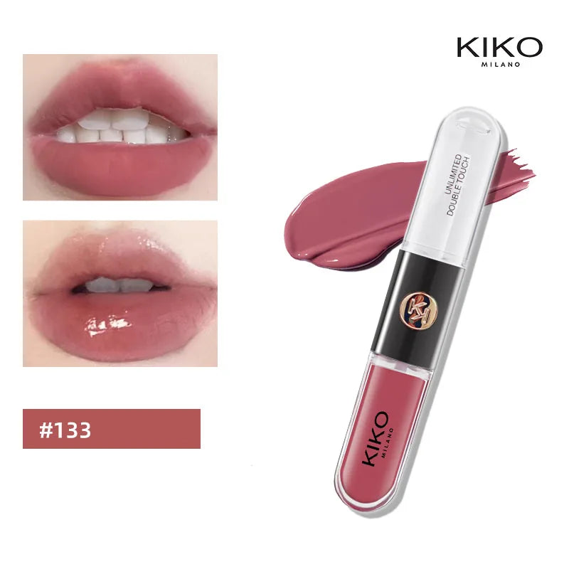 Kiko – rouge à lèvres Double tête, miroir Transparent, brillant à lèvres, huile qui ne se décolore pas, brillant à lèvres riche et Sexy, pâte de haricots au lait, maquillage nu