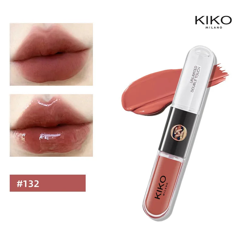 Kiko – rouge à lèvres Double tête, miroir Transparent, brillant à lèvres, huile qui ne se décolore pas, brillant à lèvres riche et Sexy, pâte de haricots au lait, maquillage nu
