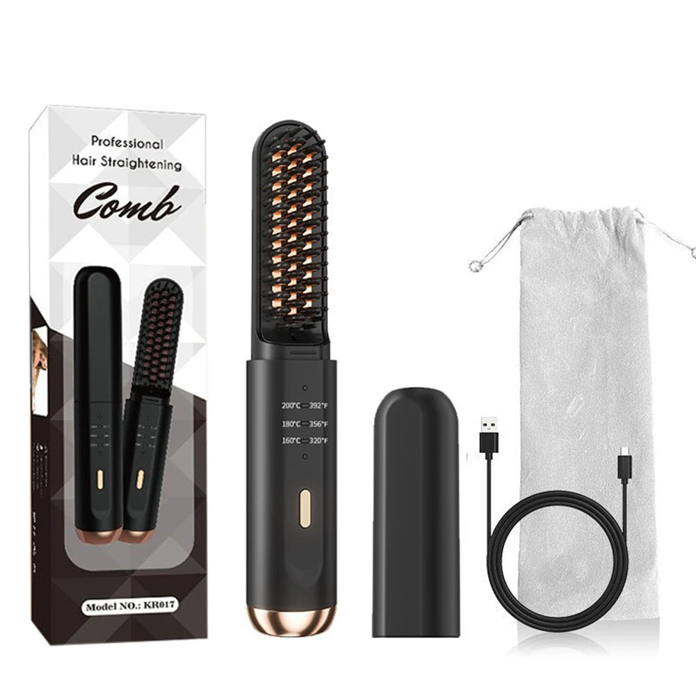 Peigne chauffant lisseur Brosse à lisser sans fil Brosse à lisser chauffante multifonctionnelle Peigne électrique chauffant pour cheveux Professionnel