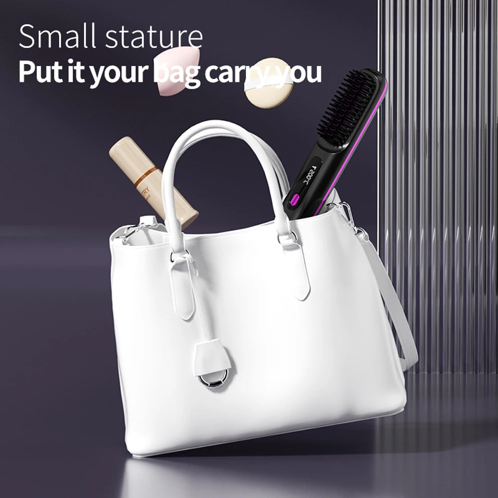 Lisseur de cheveux professionnel sans fil, peigne à friser, Rechargeable par USB, chauffage rapide, brosse à friser les ions négatifs, outils de coiffure