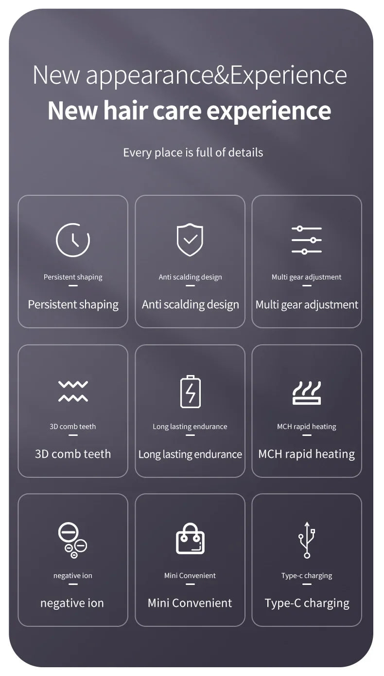 Peigne électrique en céramique avec chauffage Usb, LCD, sans fil, Portable, outil de coiffure à ions négatifs, brosse à lisser Rechargeable
