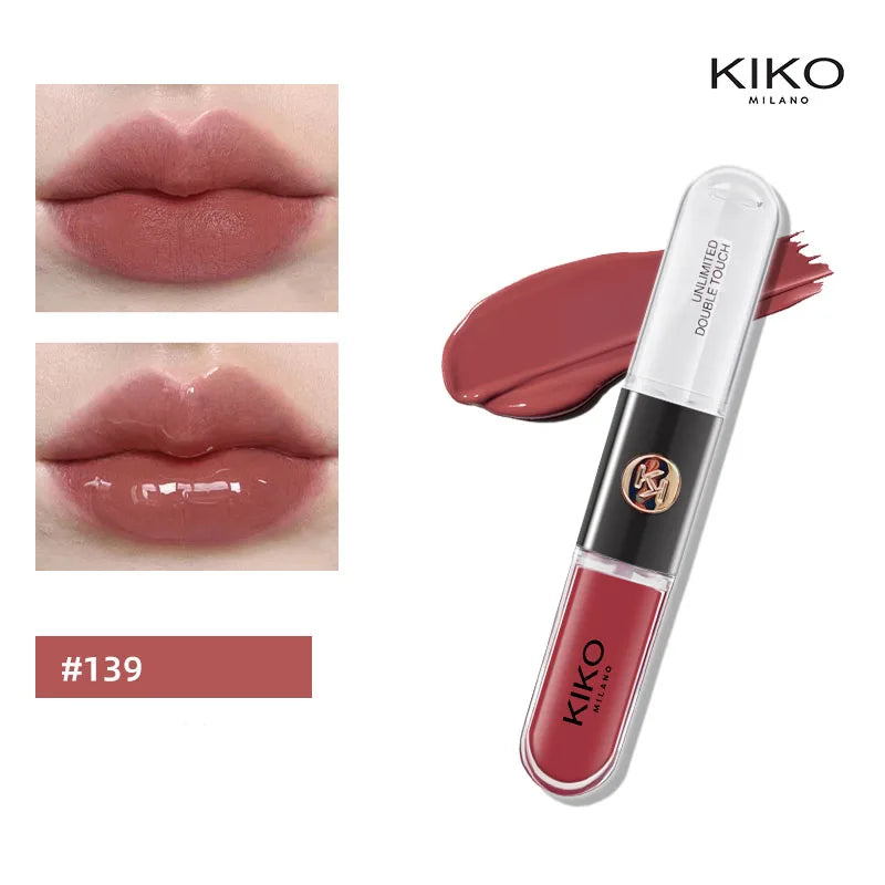 Kiko – rouge à lèvres Double tête, miroir Transparent, brillant à lèvres, huile qui ne se décolore pas, brillant à lèvres riche et Sexy, pâte de haricots au lait, maquillage nu