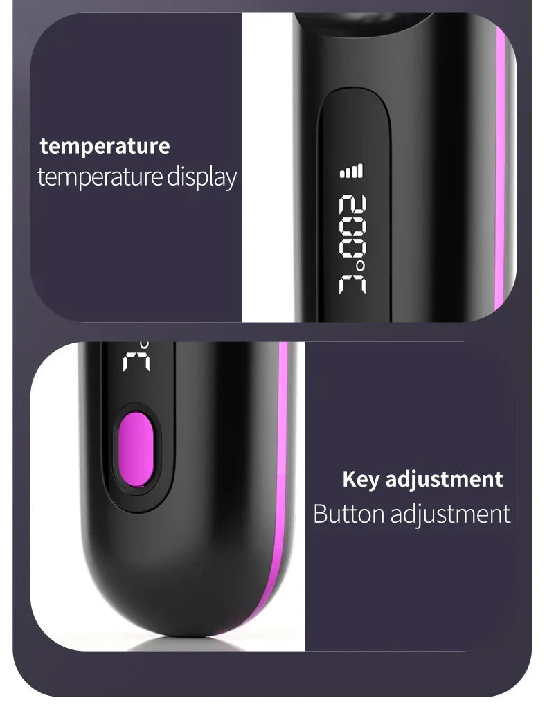 Peigne électrique en céramique avec chauffage Usb, LCD, sans fil, Portable, outil de coiffure à ions négatifs, brosse à lisser Rechargeable