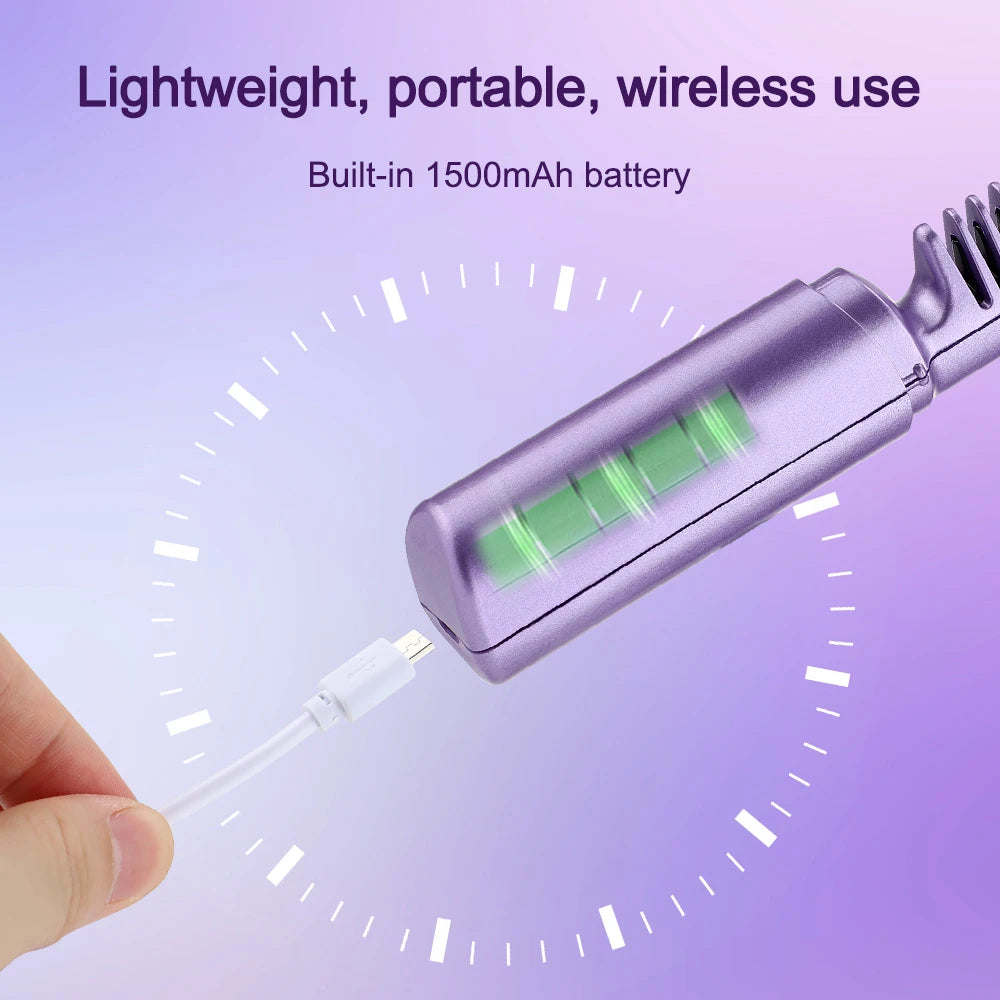 Lisseur de cheveux professionnel sans fil, peigne à friser, Rechargeable par USB, chauffage rapide, brosse à friser les ions négatifs, outils de coiffure