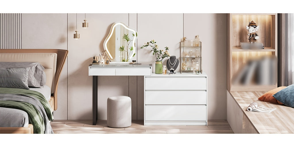 1Pc Jewelry Storage Cabinet - White Organizer With LED Lights And Motion Sensor, Large Capacity With 3 Drawers And Glass Display Top, Perfect For Storing Jewelry, Watches, Cosmetics - Ideal Gift For Bedroom Or Dressing Room (