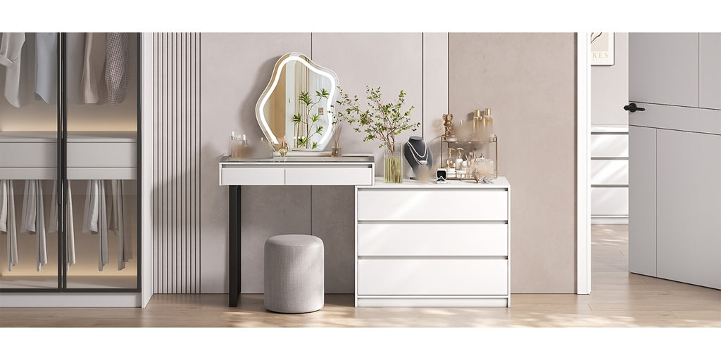 1Pc Jewelry Storage Cabinet - White Organizer With LED Lights And Motion Sensor, Large Capacity With 3 Drawers And Glass Display Top, Perfect For Storing Jewelry, Watches, Cosmetics - Ideal Gift For Bedroom Or Dressing Room (